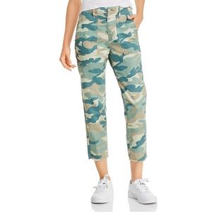 MOTHER The Shaker Chop Crop Pants in Blue Green Camo size 28